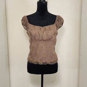 Madden Girl Tan Lace Blouse